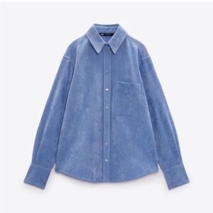 Zara Fine Waled Corduroy Shacket Sz Large Casual Preppy Cool Fall Spring School